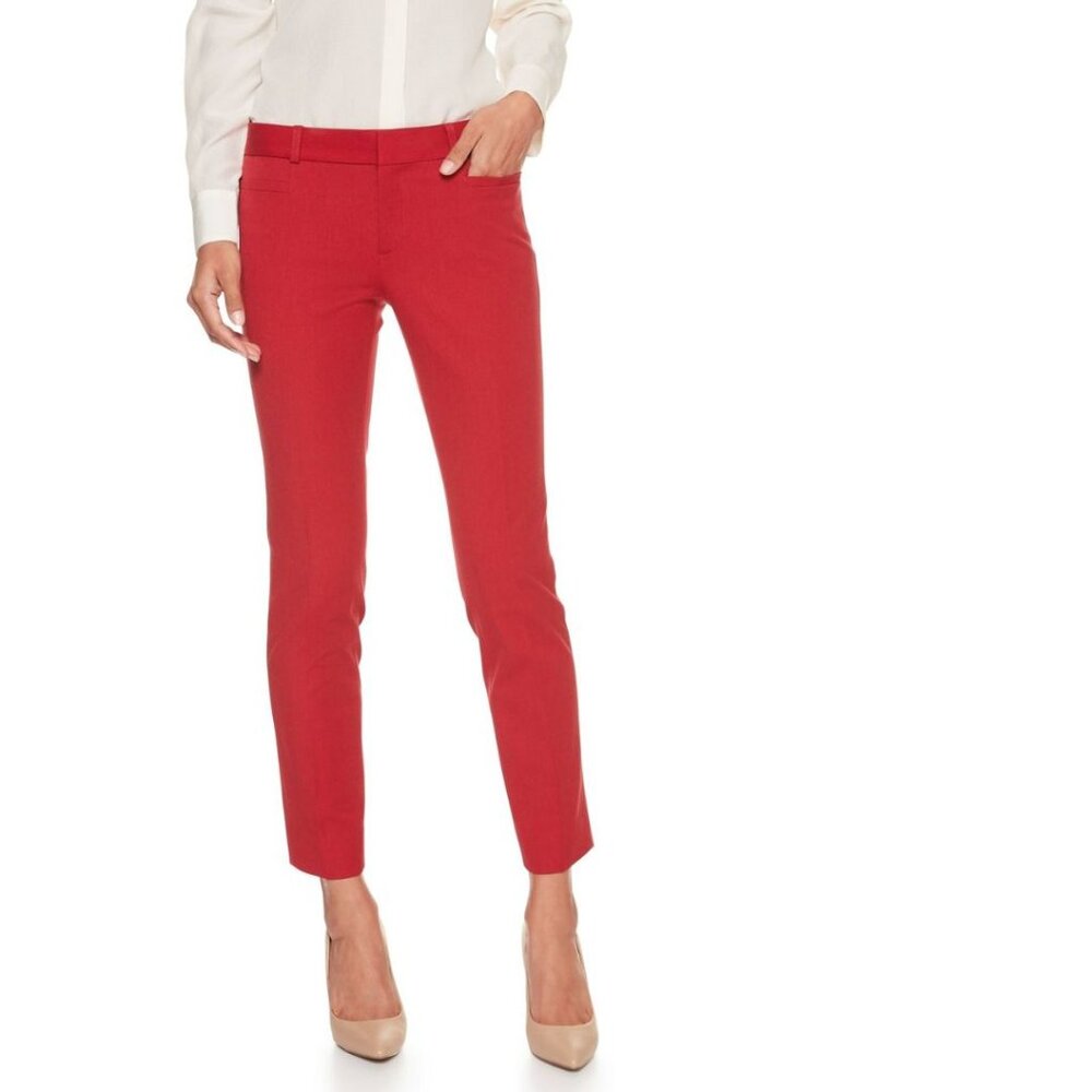 Banana Republic - Sloan Heathered Slim Ankle Pant 366276 | 4 Petite | Red